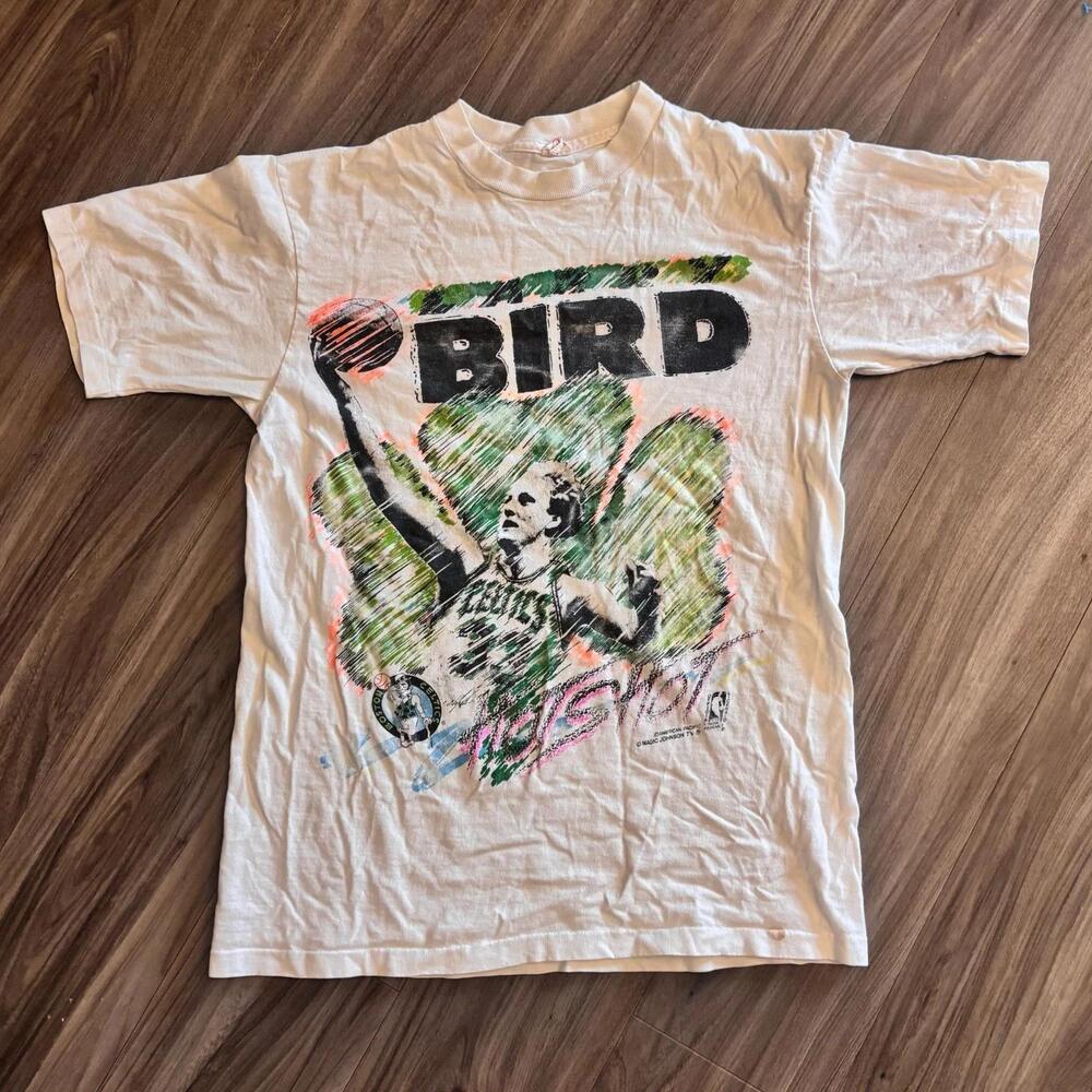 Larry Bird Graphic Tee - White Short Sleeve Basketball Shirt